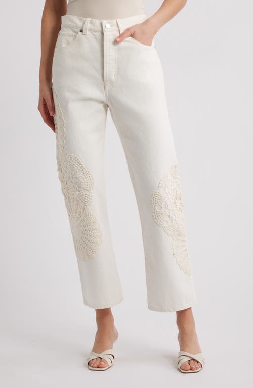 FRAME FRAME THE VERTICAL CROCHET HIGH WAIST CROP RELAXED STRAIGHT LEG JEANS