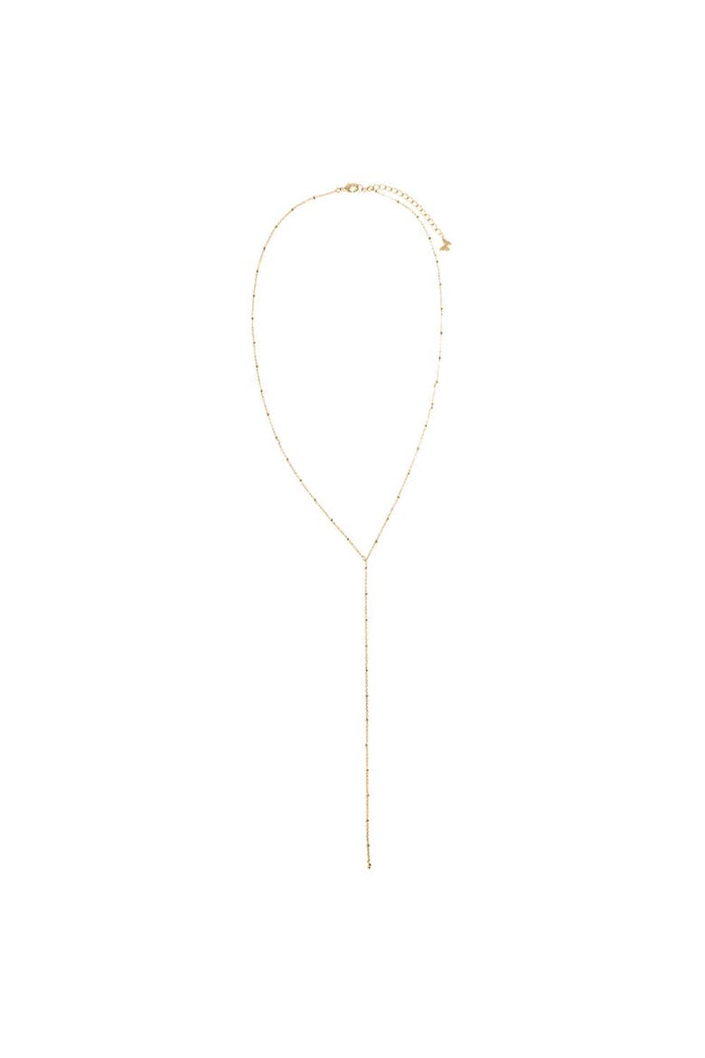 Solid Mini Beaded Long Drop Lariat Necklace, Alternate, color, Gold