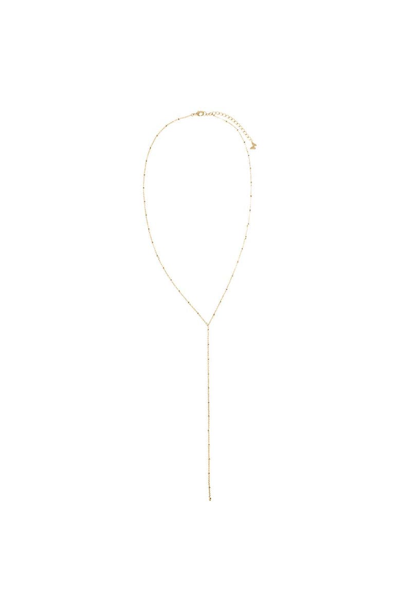BY ADINA EDEN Solid Mini Beaded Long Drop Lariat Necklace, Alternate, color, Gold