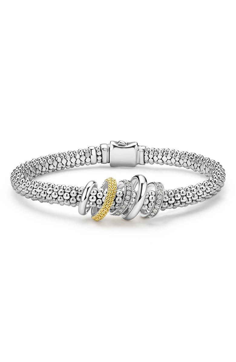 LAGOS Caviar Lux Pavé Diamond Rope Bracelet, Main, color, Silver