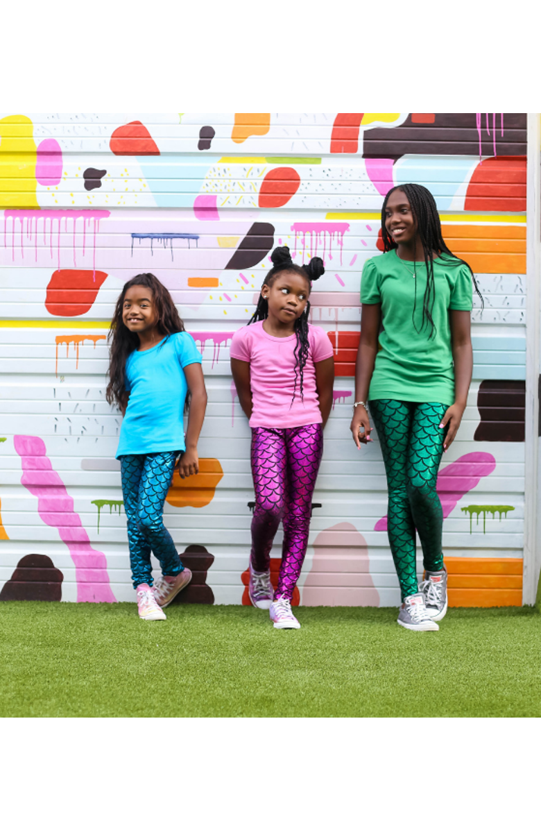 CITY THREADS Girls 100% Cotton Short Sleeve Puff Classic Fit Tee, Alternate, color, Black