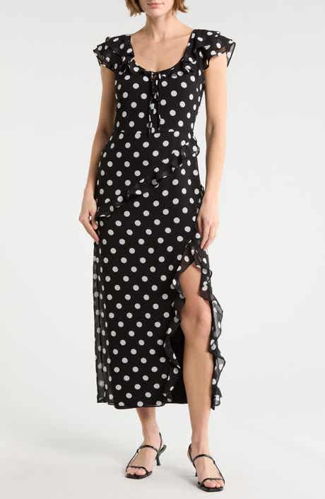 WAYF Ruffle Polka Dot Dress
