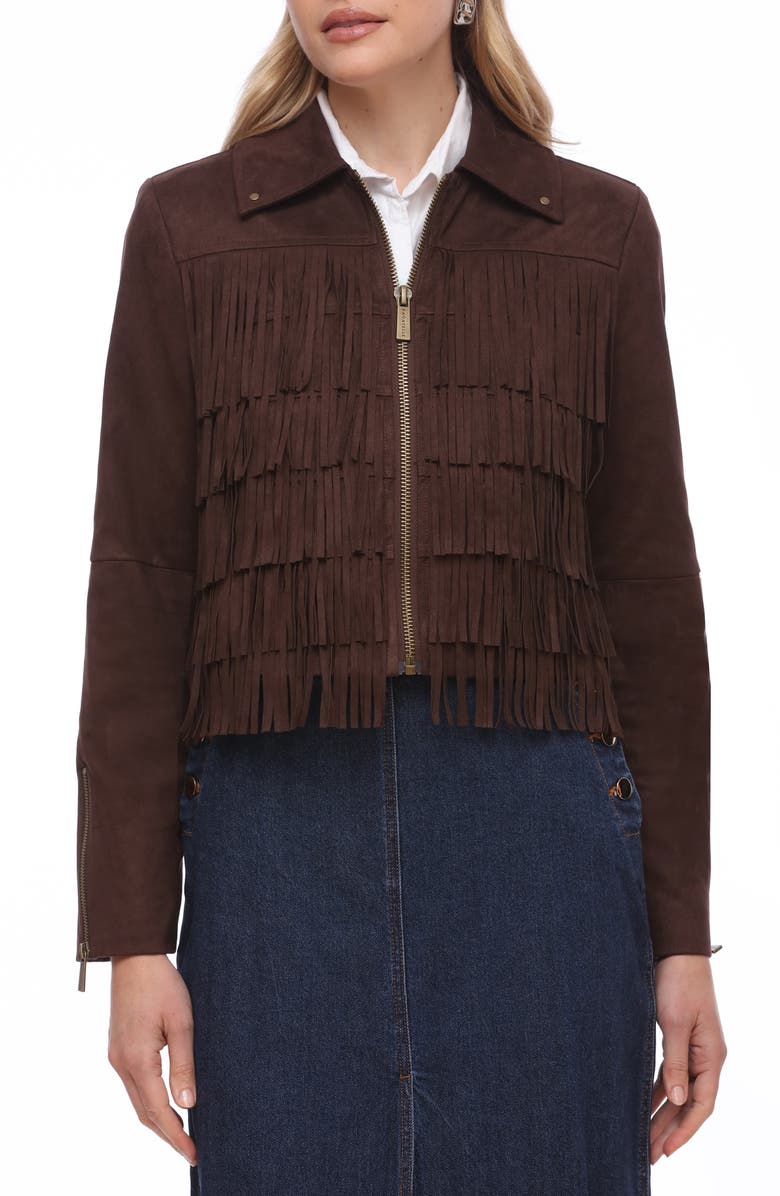Bagatelle Fringe Jacket, Main, color, Bitter