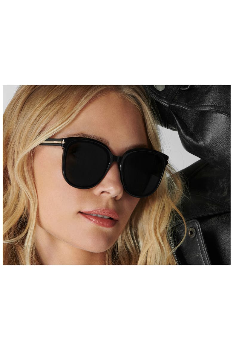 Rent Free 55mm Polarized Round Sunglasses, Alternate, color, BLACK/ SMOKE POLARIZED