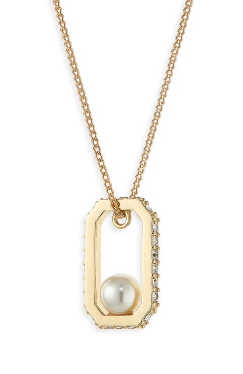Ellie Hex Faux Pearl Square Pendant Necklace