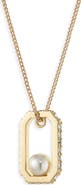 AllSaints Ellie Hex Faux Pearl Square Pendant Necklace