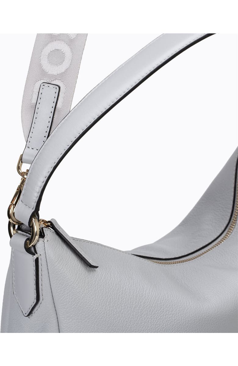 BOSS Medium Alyce Leather Hobo Bag, Alternate, color, Light/ Pastel Grey