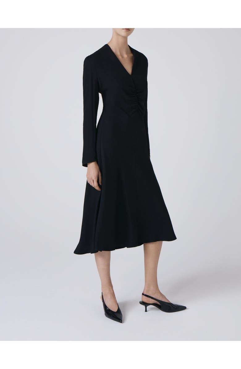 Ghost London Cecelia Crepe V Neck Midi Dress, Alternate, color, Black