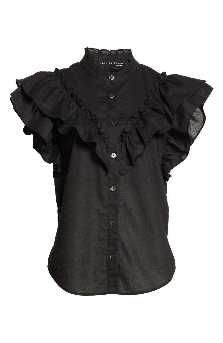 Veronica Beard Jaliyah Ruffle Cotton Blouse, Alternate, color,