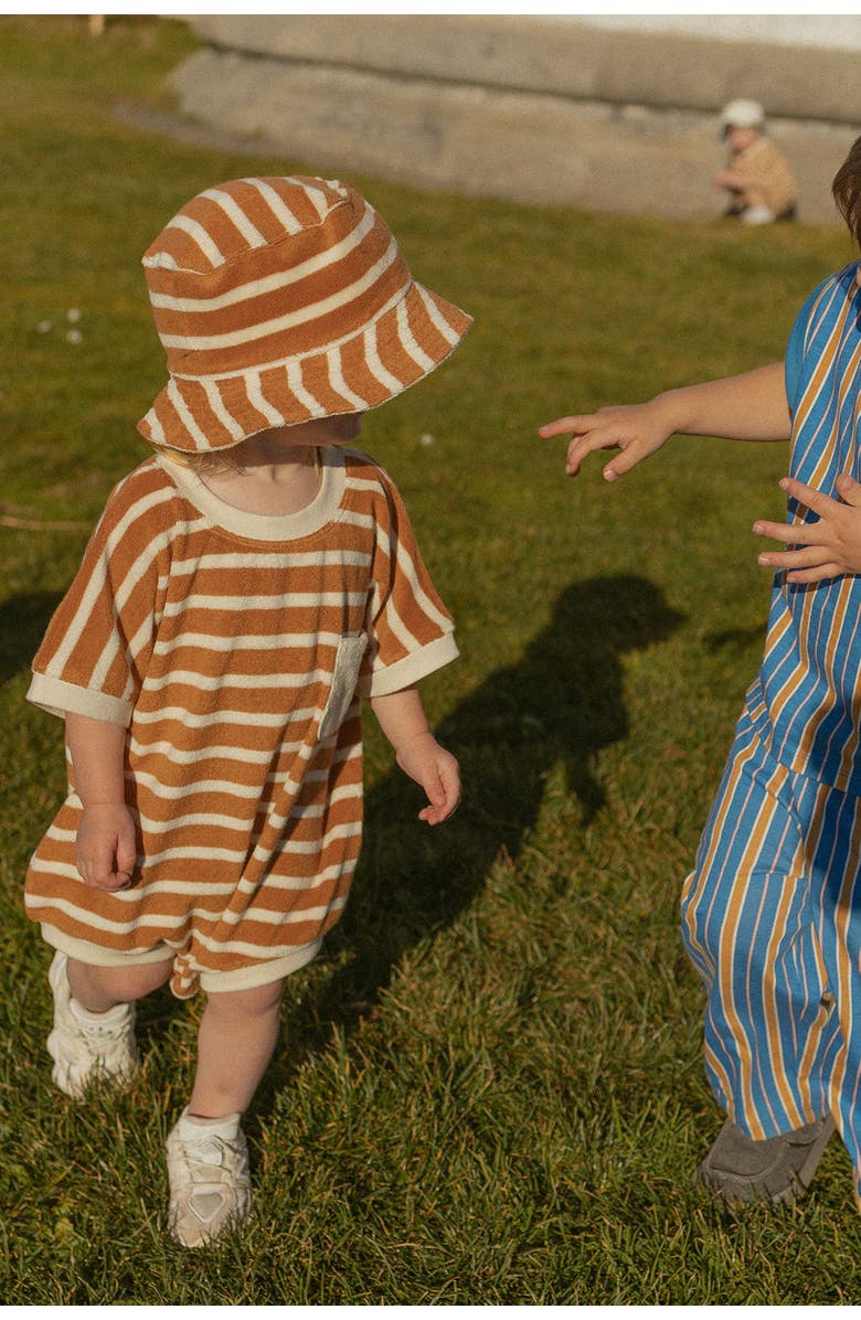 Winnie + Crew Callie Romper, Alternate, color, Apple Cinnamon Stripe