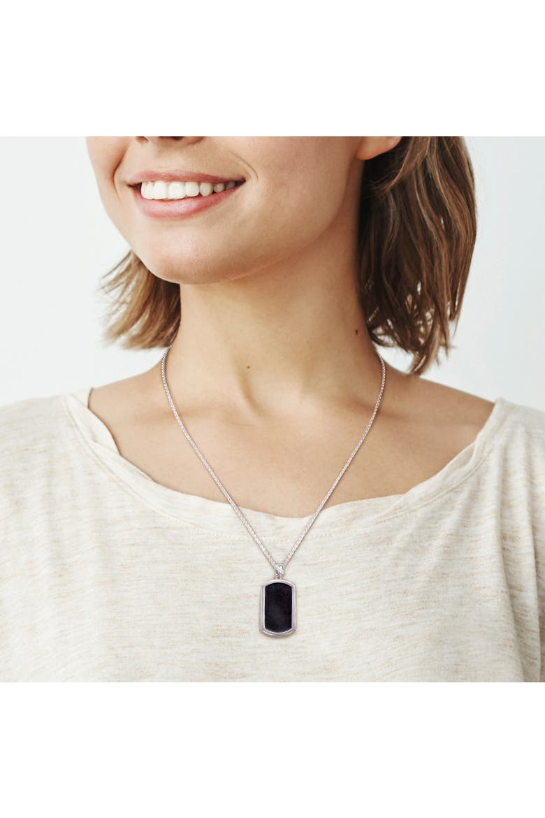 Black Diamond Accent Hexagon Enamel Necklace, Alternate, color, Diamond