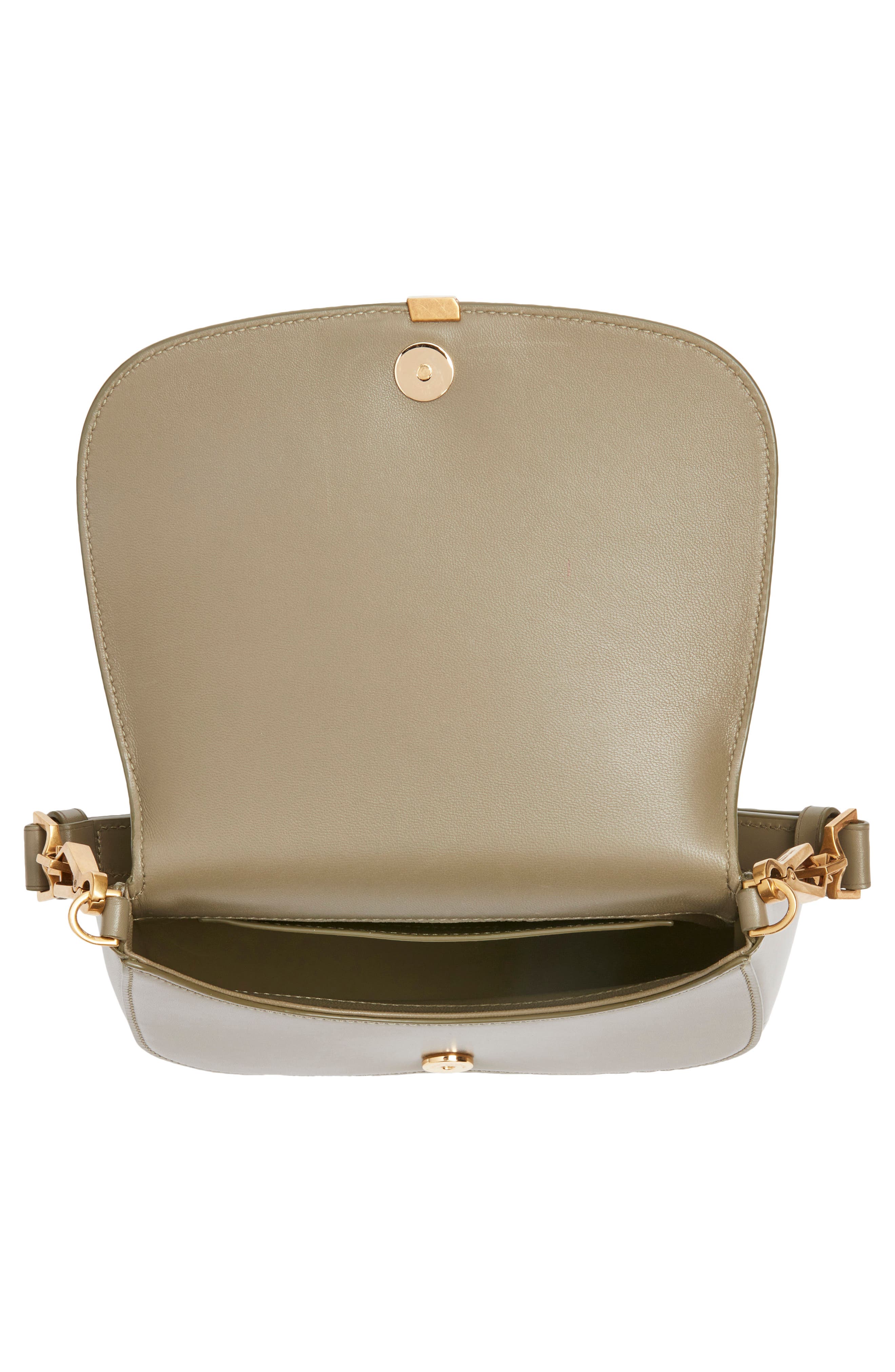 Saint Laurent Mini Voltaire Box Leather Top Handle Bag, Alternate, color, Strong Moss