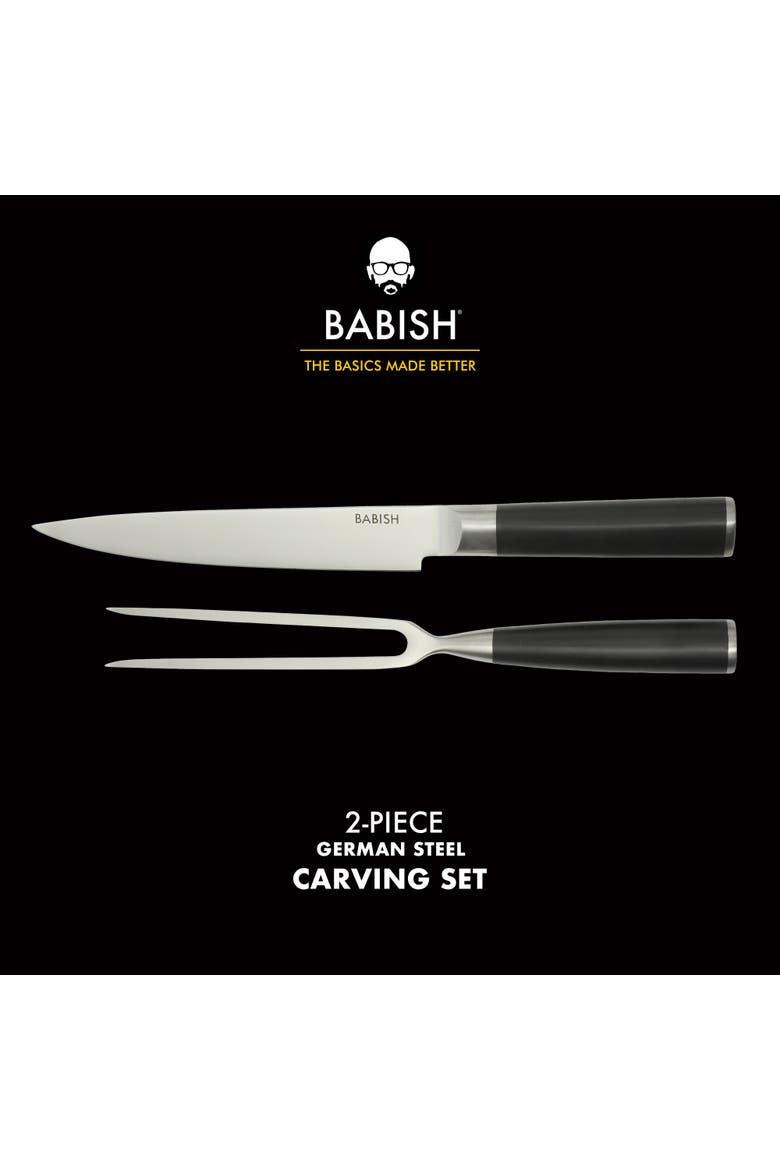 2-Piece Stainless Steel Carving Knife and Fork Set with Ergonomic ABS Handles, Alternate, color, Stainless Steel