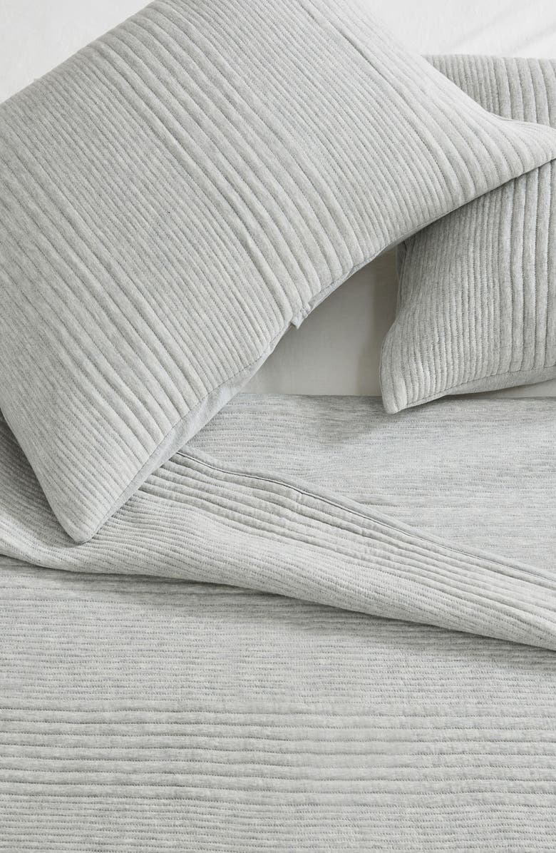 Woven & Weft Channel Stitch Jersey Quilt Set, Alternate, color, Heathered Light Grey