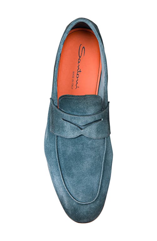 Santoni Goodyear Man Loafers Slate Blue Size 12.5 Leather In Green-v46