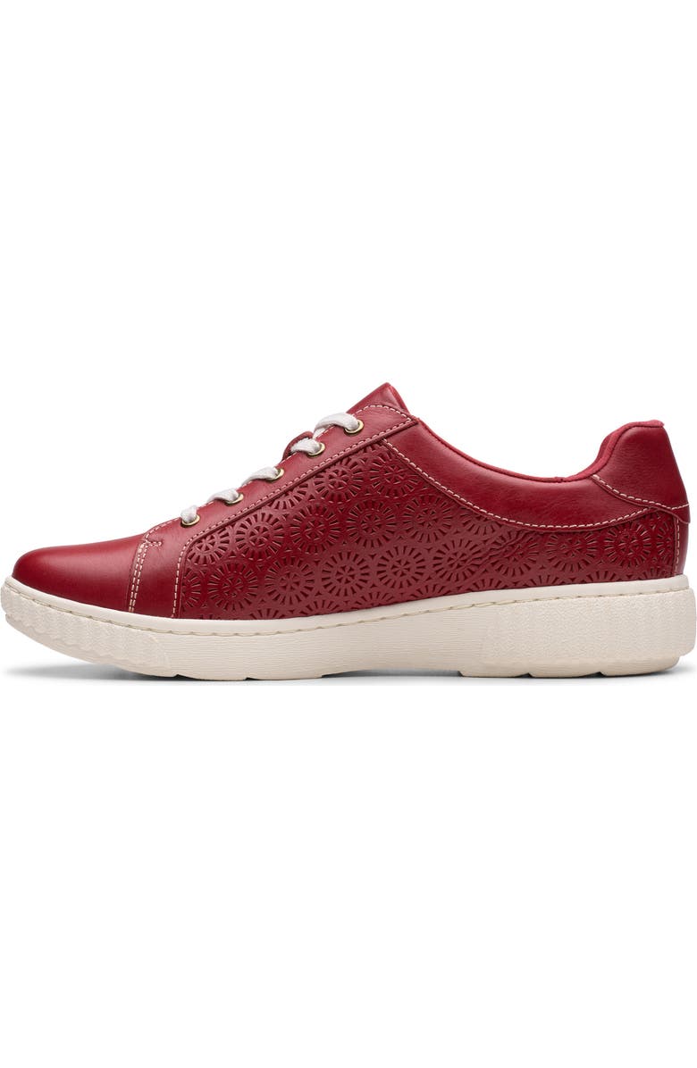 Clarks<sup>®</sup> Caroline Rio Laser-Cut Sneaker, Alternate, color, Red Leather
