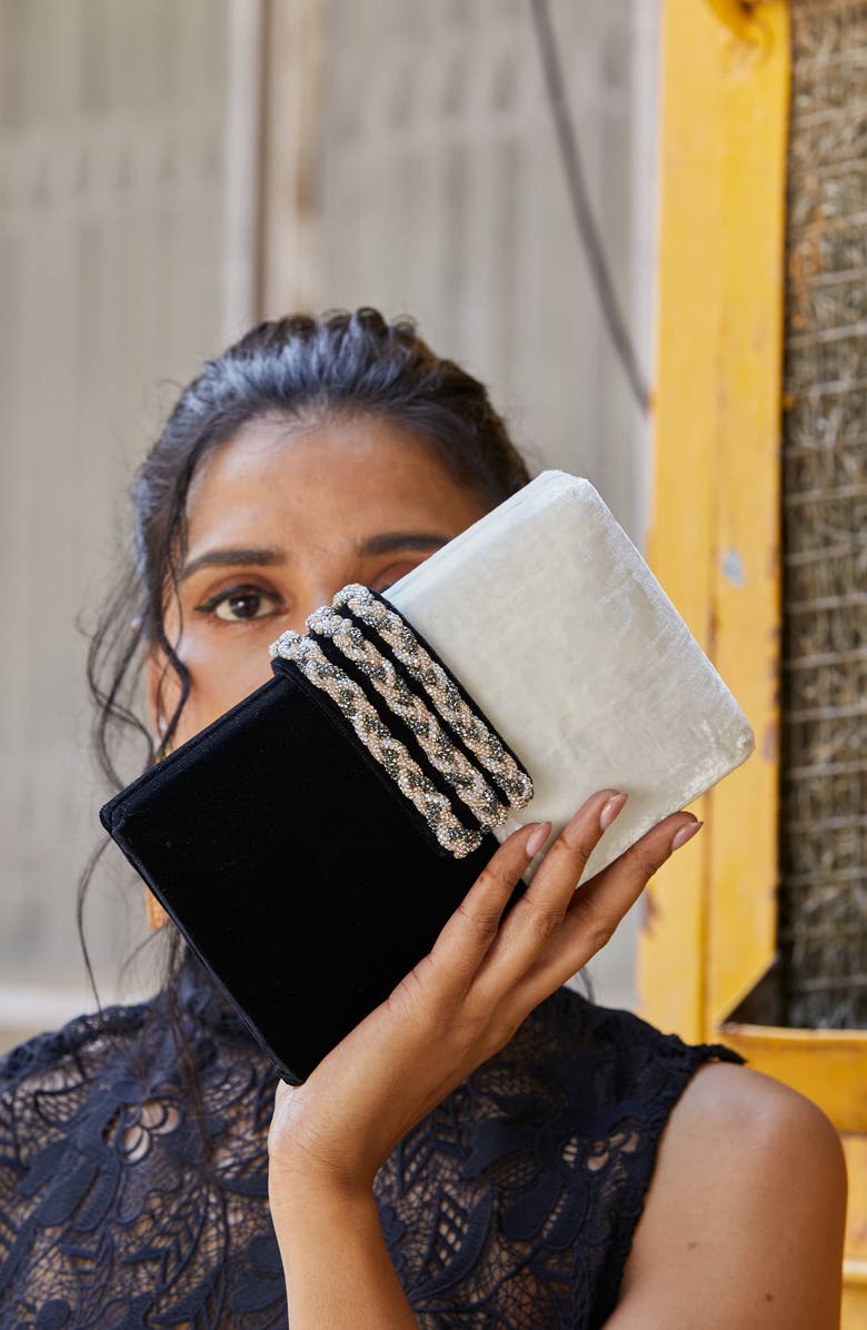 Simitri Braided Fringe Clutch, Alternate, color, Tuxedo