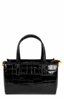Violetta Croc Embossed Leather Shoulder Bag