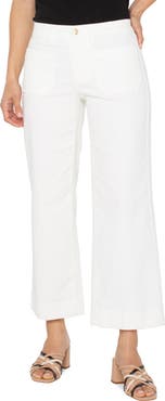 Liverpool Los Angeles Patch Pocket Mid Rise Ankle Wide Leg Corduroy Pants