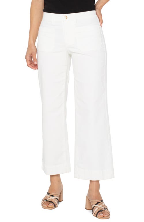 Liverpool Los Angeles Patch Pocket Mid Rise Ankle Wide Leg Corduroy Pants In White