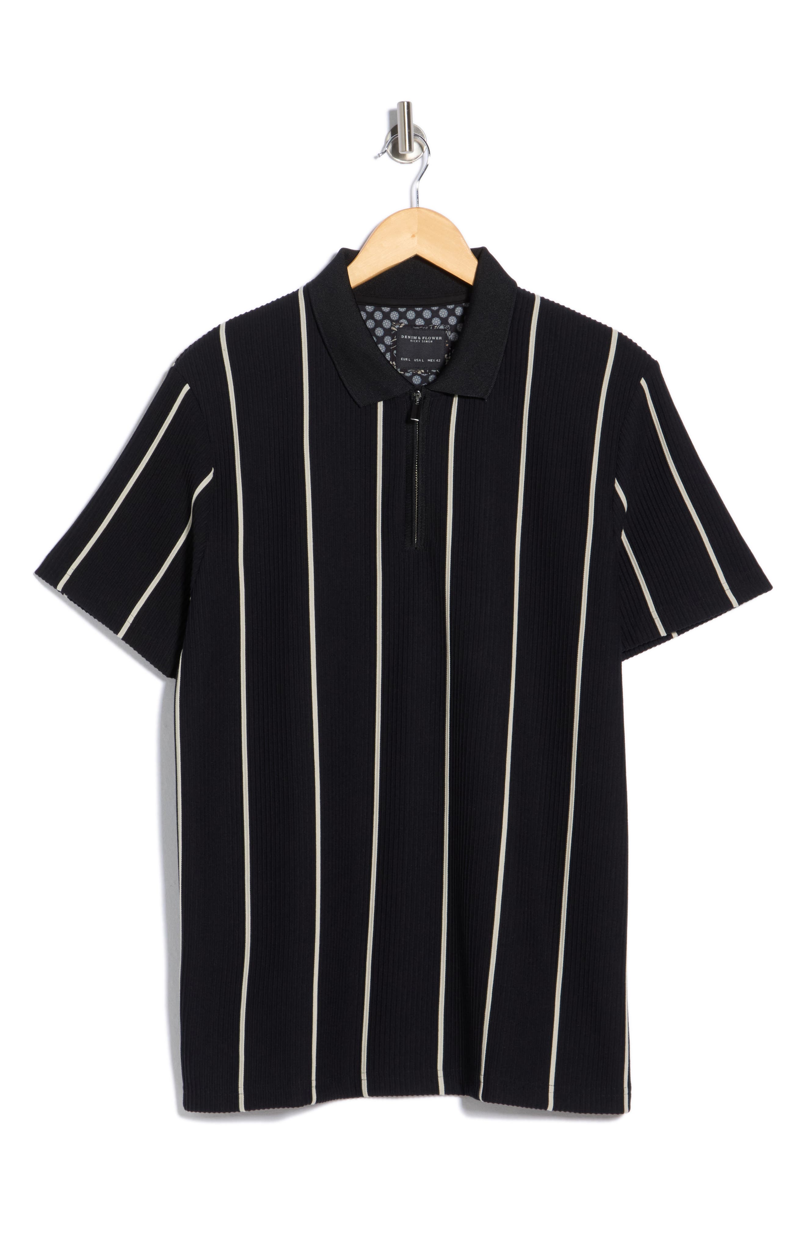 DENIM AND FLOWER Vertical Stripe Textured Polo