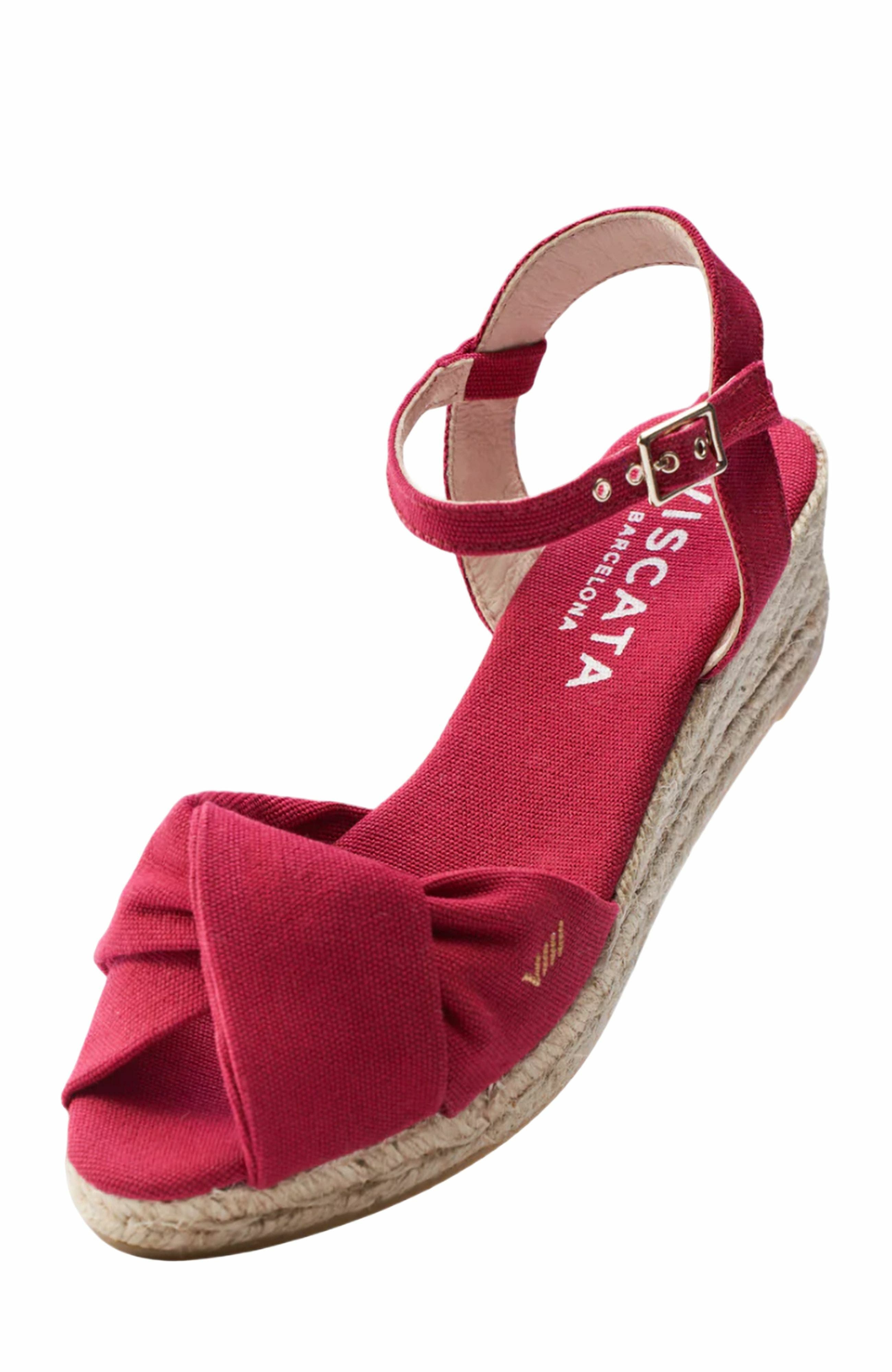 Miera Suede Espadrille Sandal Wedges, Alternate, color, Cherry