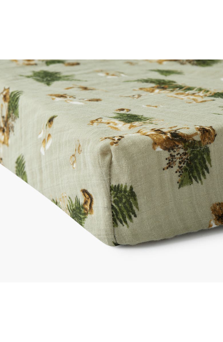 Milkbarn Organic Cotton Crib Sheet, Alternate, color, Forest Party