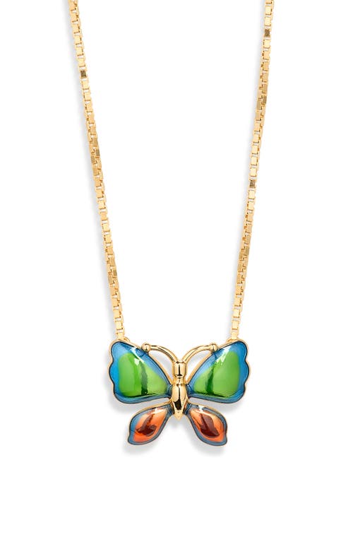 Valentino Garavani Enamel Butterfly Pendant Necklace In Pink