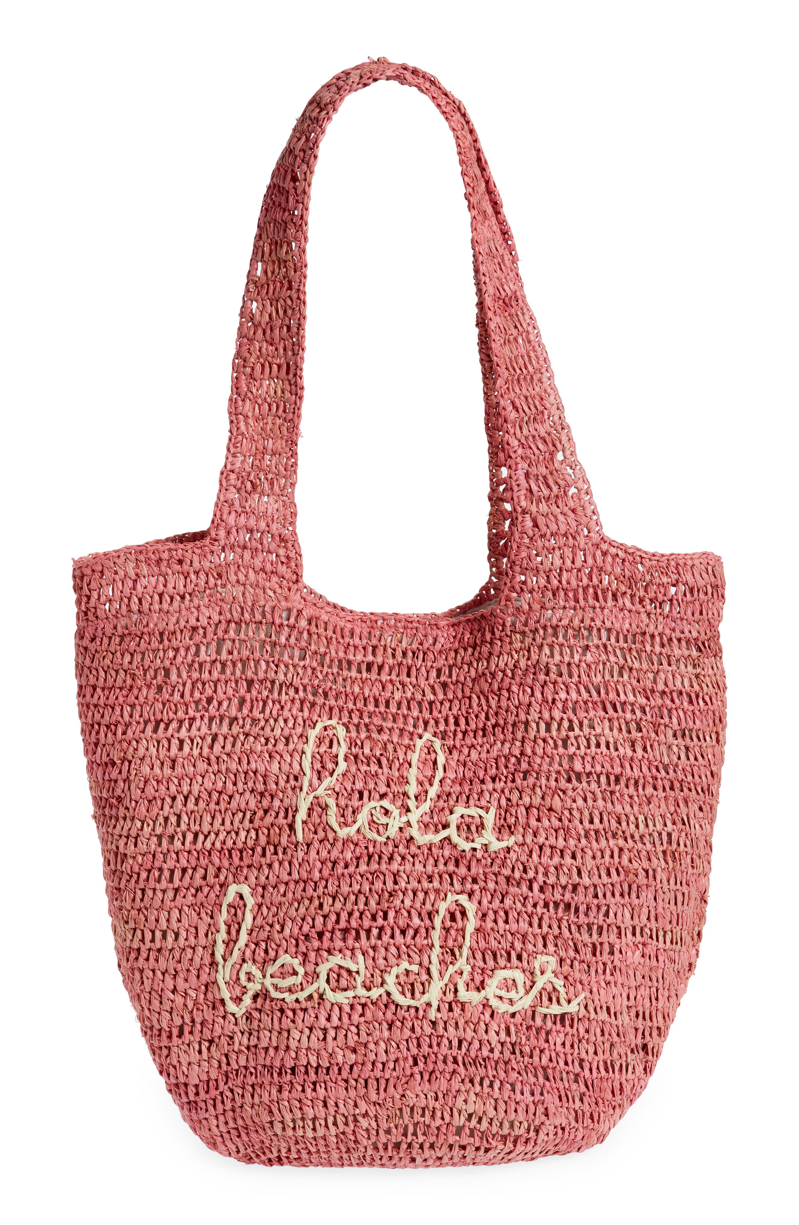 Hola Beaches Straw Shopper, Main, color, ROSE