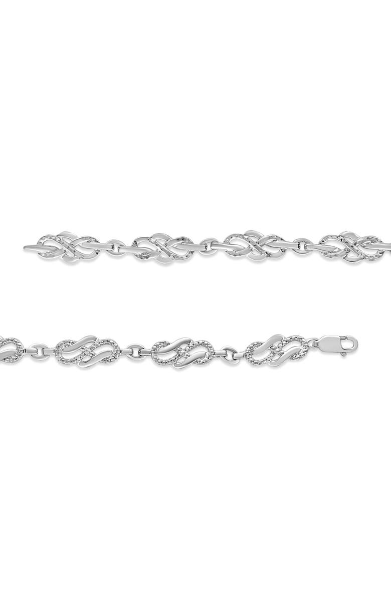 Haus of Brilliance Silver Prong Set Diamond Accent Infinity Weave Link Bracelet, Alternate, color, White
