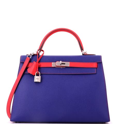 Kelly Handbag Bicolor Epsom with Brushed Palladium Hardware 32