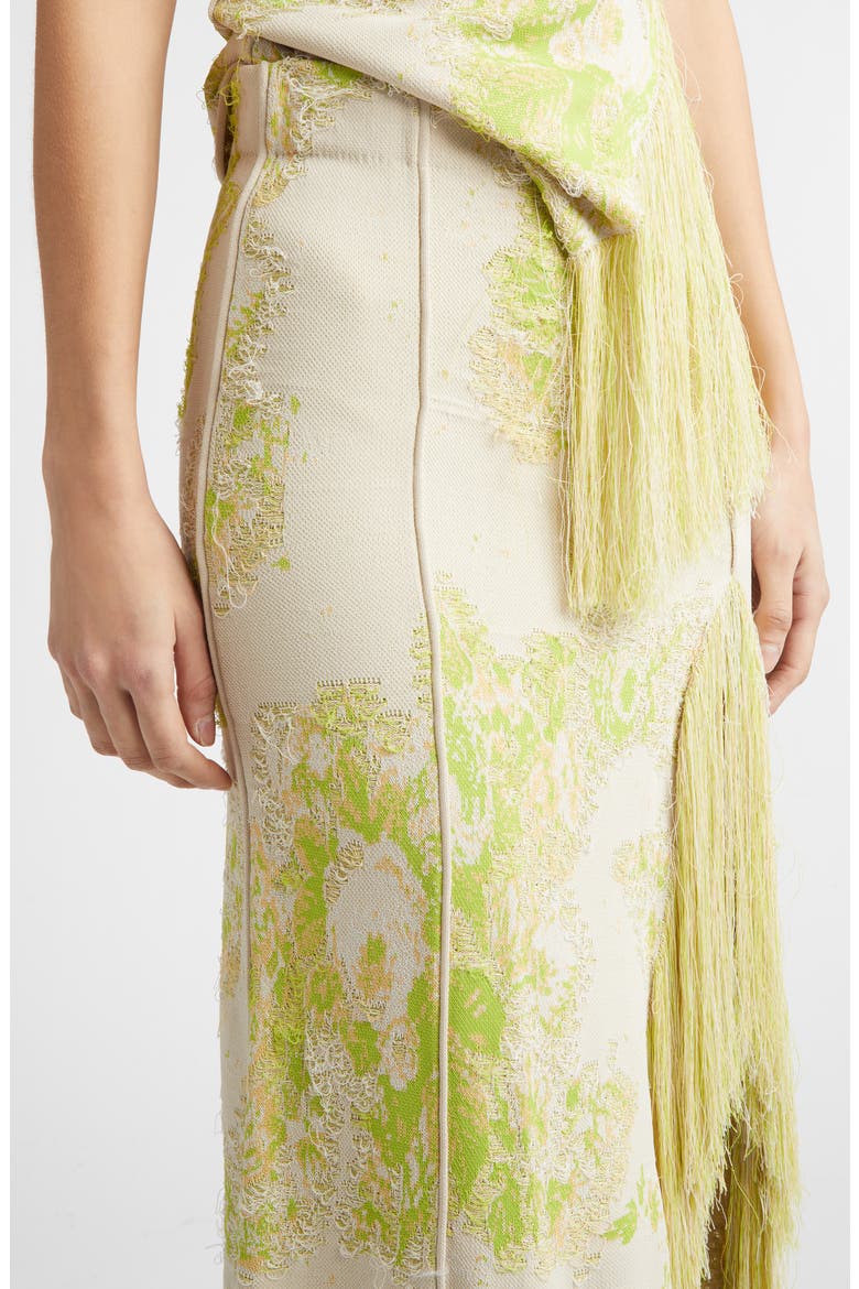 French Fray Floral Jacquard Pencil Skirt, Alternate, color, CHARTREUSE