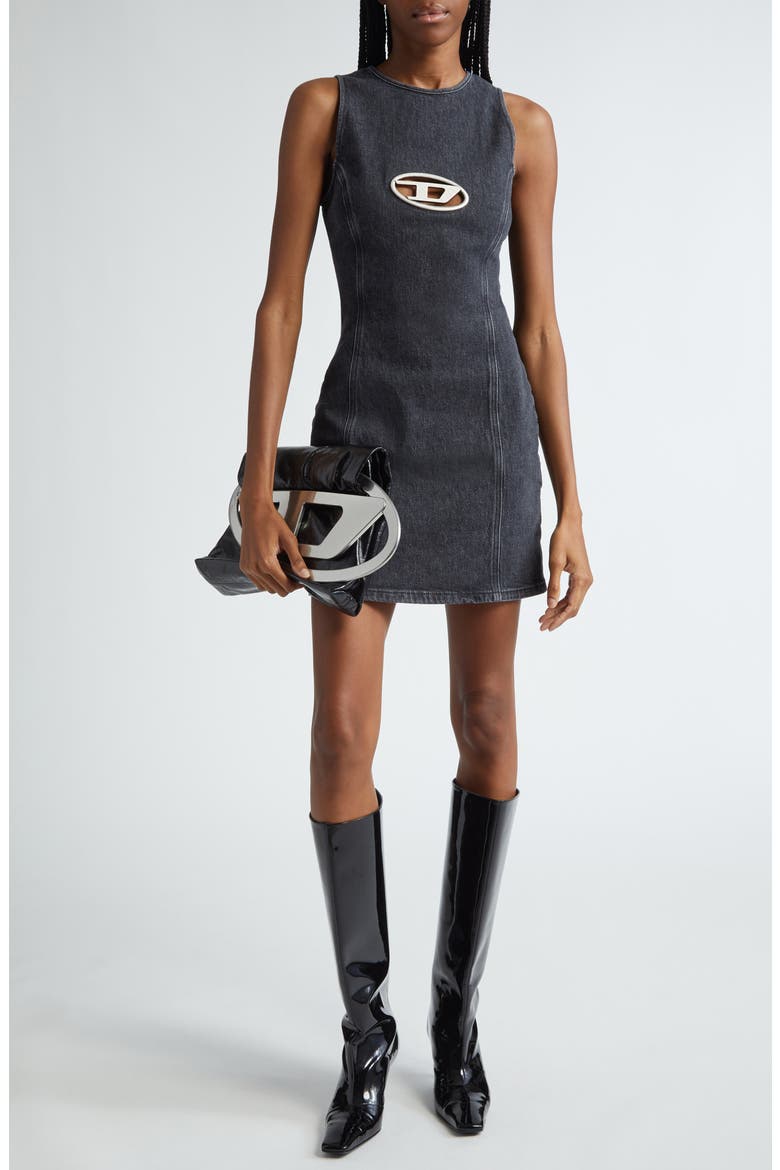De-Ferriz Sleeveless Denim Dress, Main, color, BLACK/ DENIM