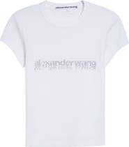Alexander Wang Hotfix Crystal Logo Baby Tee