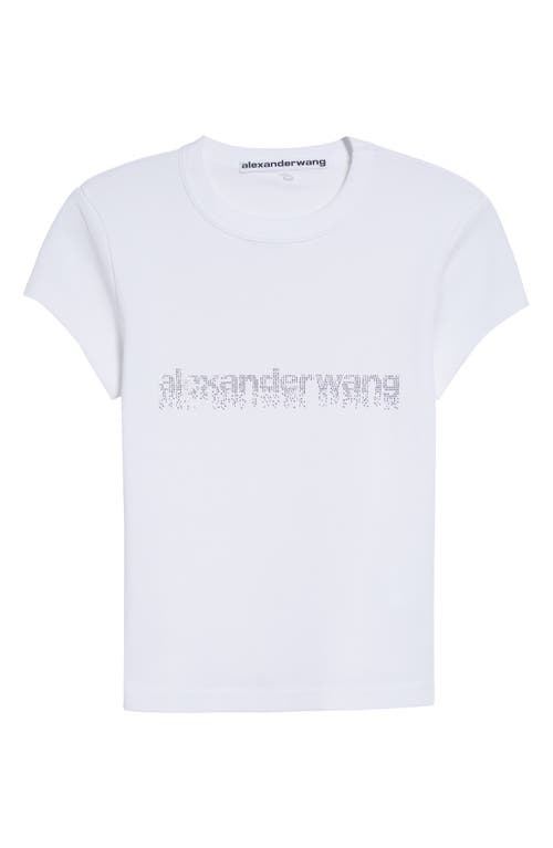 Alexander Wang Hotfix Crystal Logo Baby Tee In White