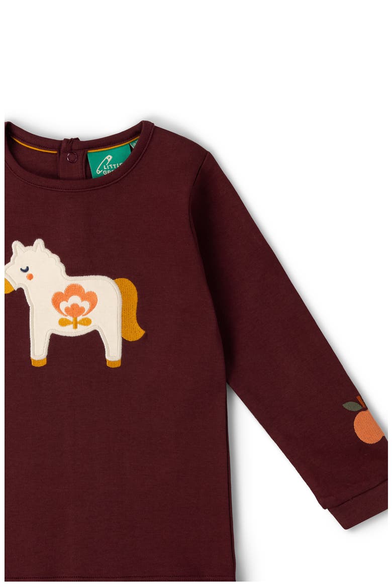 Folk Horse Applique Long Sleeve T-Shirt, Alternate, color, BROWN