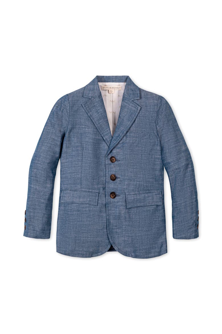 Kids' Classic Organic Chambray Suit Jacket, Main, color, Chambray with Logo Lining