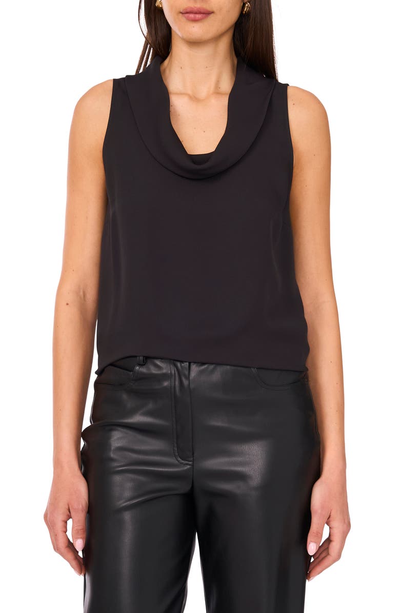 Vince Camuto Cowl Neck Sleeveless Blouse, Main, color, Rich Black