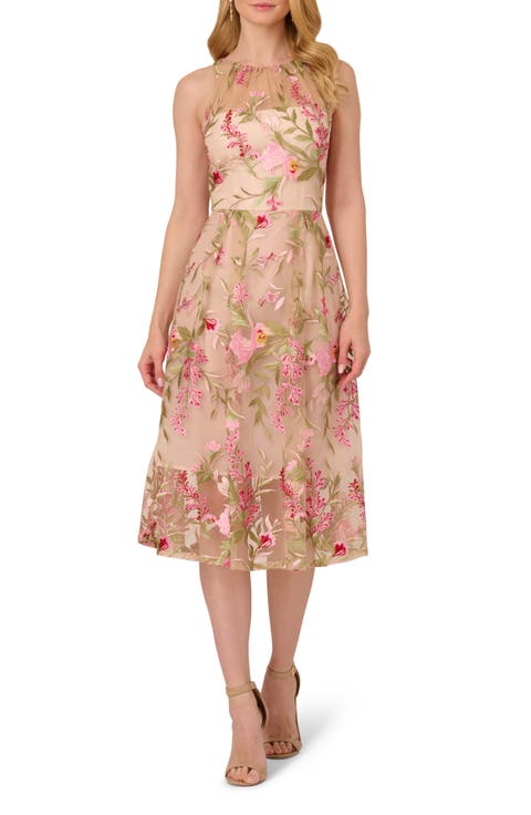 fit and flare pleated knee length dress  2237