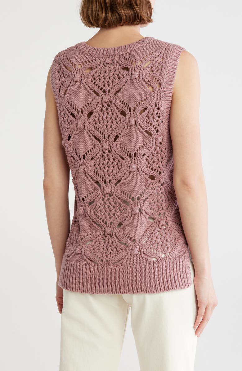 Lucky Brand Diamond Open Knit Sleeveless Sweater Vest, Alternate, color,