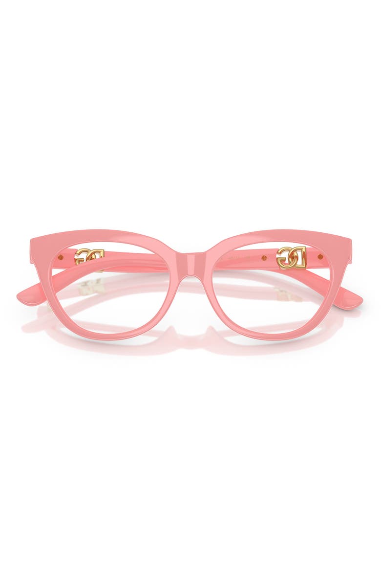 Dolce&Gabbana Kids' 48mm Small Butterfly Optical Glasses, Alternate, color, Pastel Pink / Demo Lens