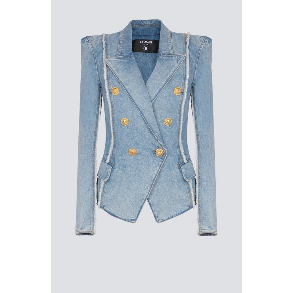 Balmain Tailored Jacket With Peak Lapels And Frayed Edges