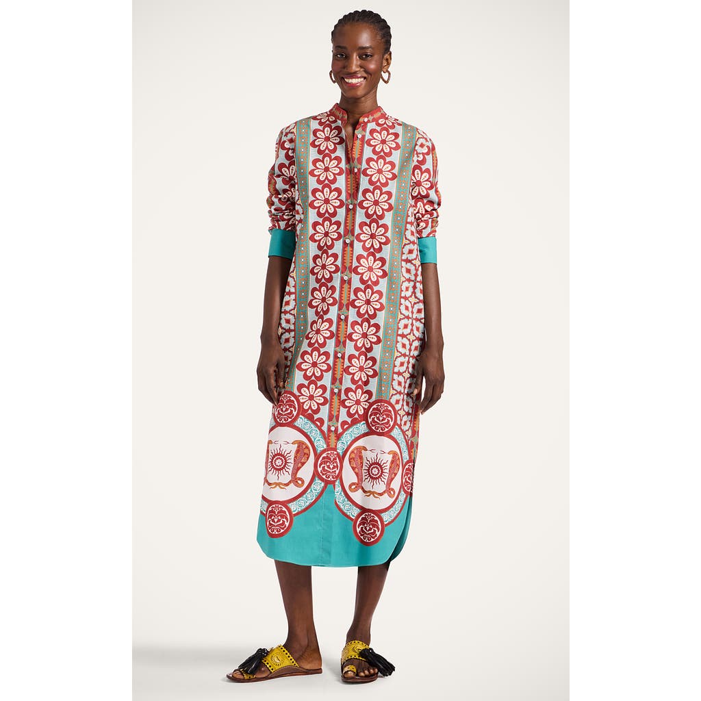 La Doublej Sundowner Floral-print Cotton-poplin Midi Shirt Dress In Multi