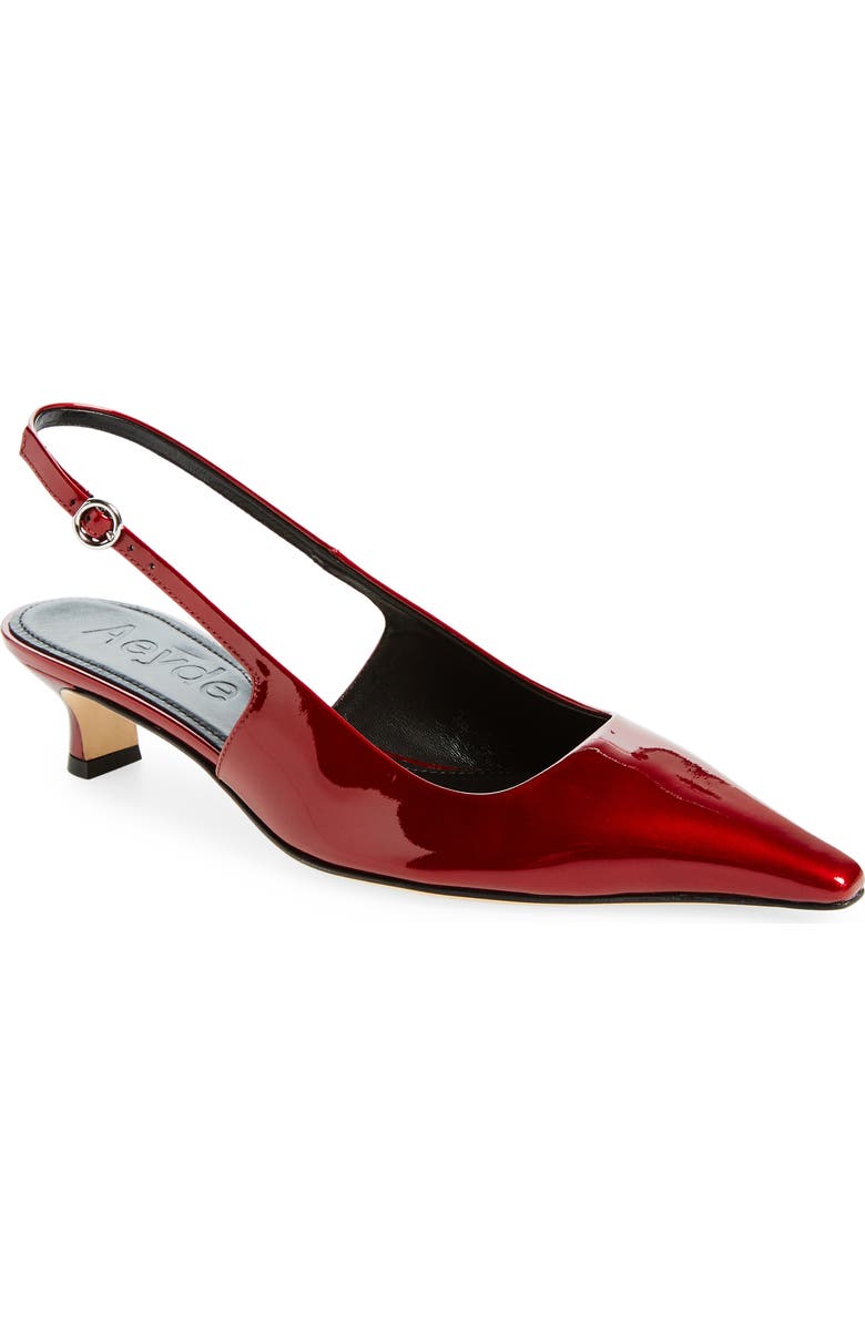 aeyde Metallic Slingback Pump, Main, color, Red Metallic