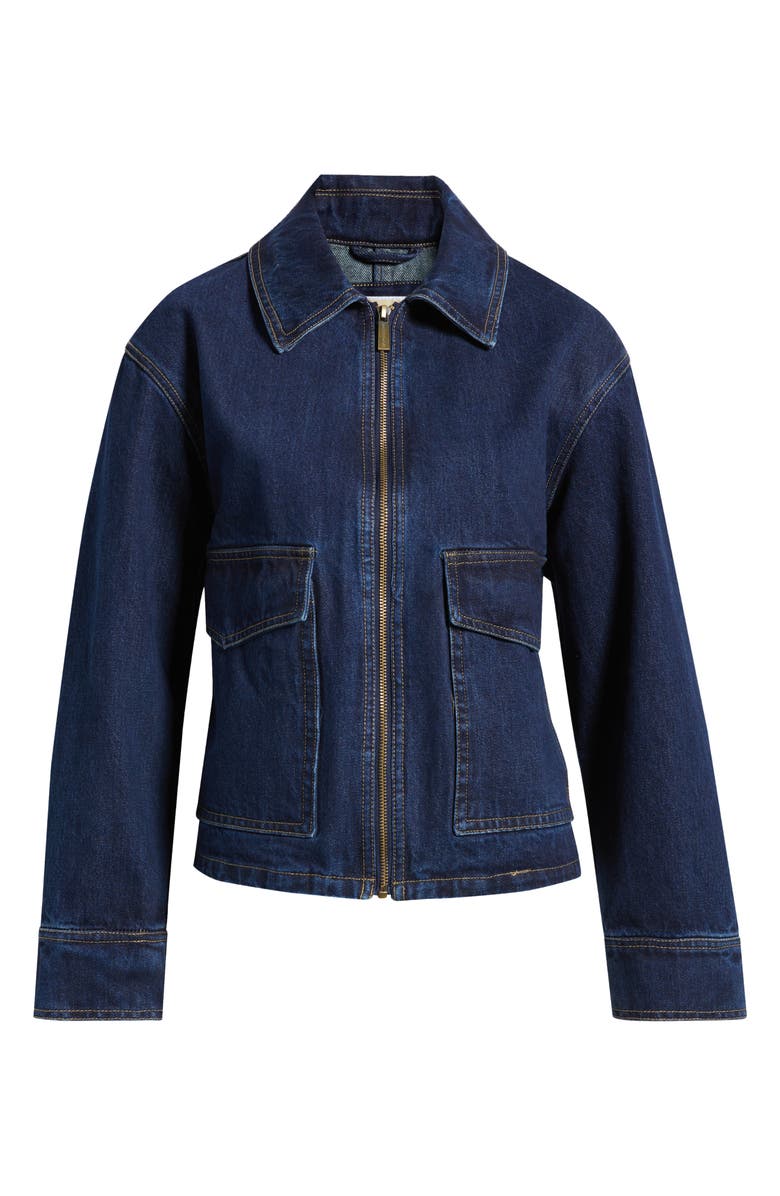 Michael Kors Crop Denim Jacket, Alternate, color, Dark Wash Denim