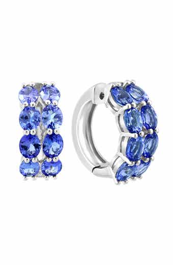 Sterling Silver Tanzanite Huggie Hoop Earrings