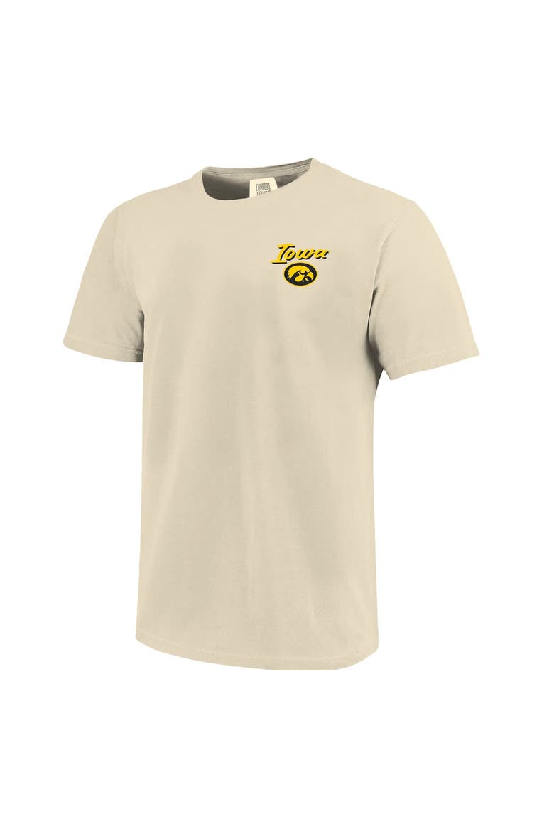 Men's Image One  Natural Iowa Hawkeyes Comfort Colors Hand-Drawn Campus Stack T-Shirt, Alternate, color, Natural