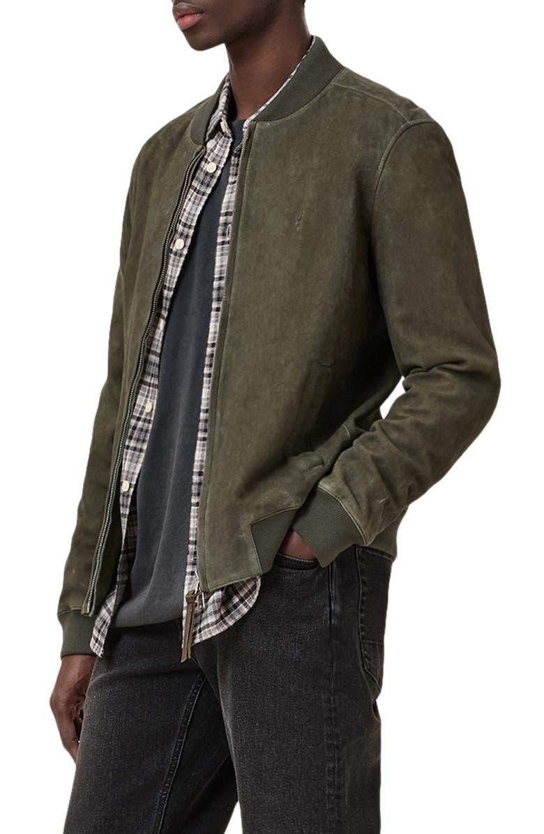 AllSaints Buckley Leather Bomber Jacket, Alternate, color, 