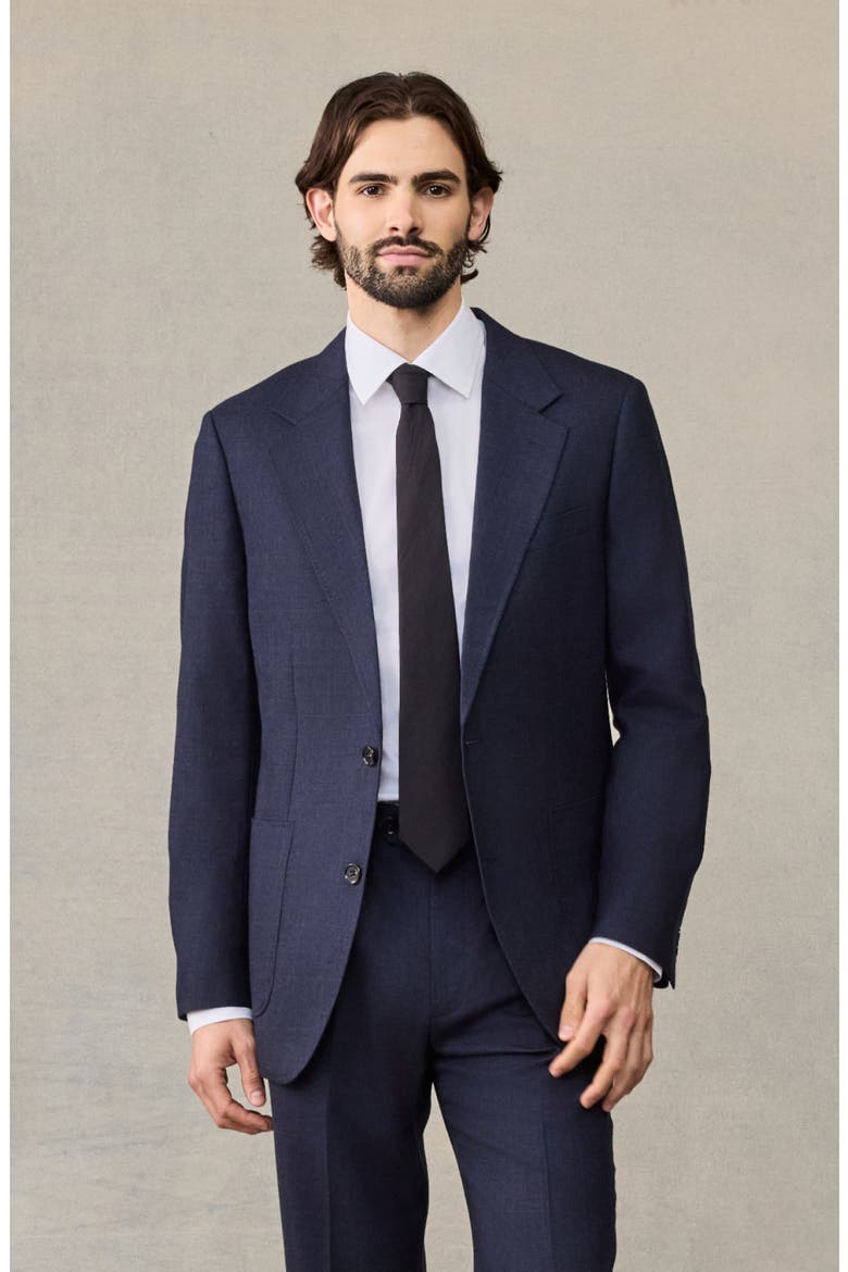 Plaid Wool Suit Jacket, Main, color, Navy Plaid