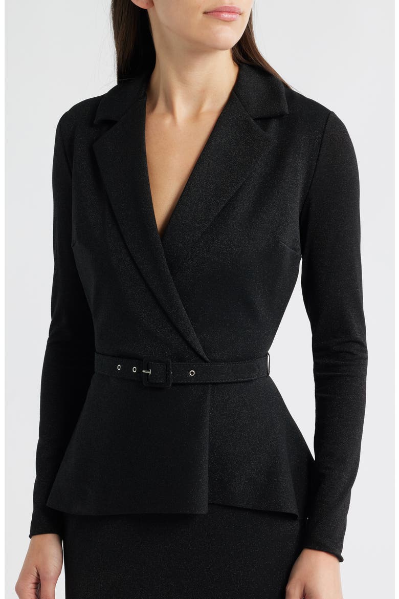 Thadira Belted Long Sleeve Dress, Alternate, color, BLACK